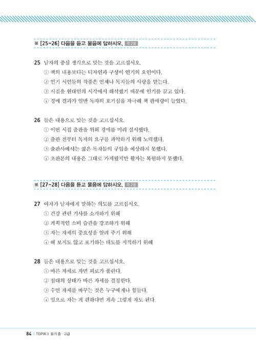 Trang trong sách 한국어뱅크 합격의신 New TOPIK II 듣기